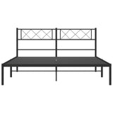 Metal Bed Frame with Headboard Black 59.1"x78.7"