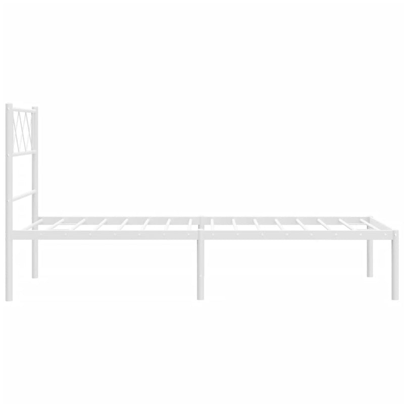 Metal Bed Frame with Headboard White 39.4"x78.7"