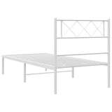 Metal Bed Frame with Headboard White 39.4"x78.7"