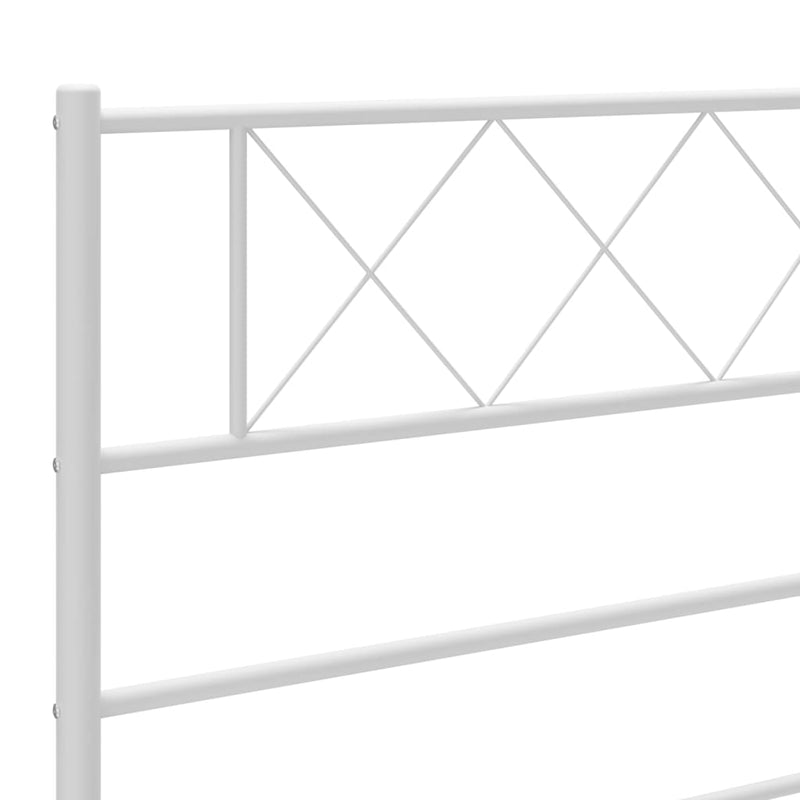 Metal Bed Frame with Headboard White 39.4"x78.7"