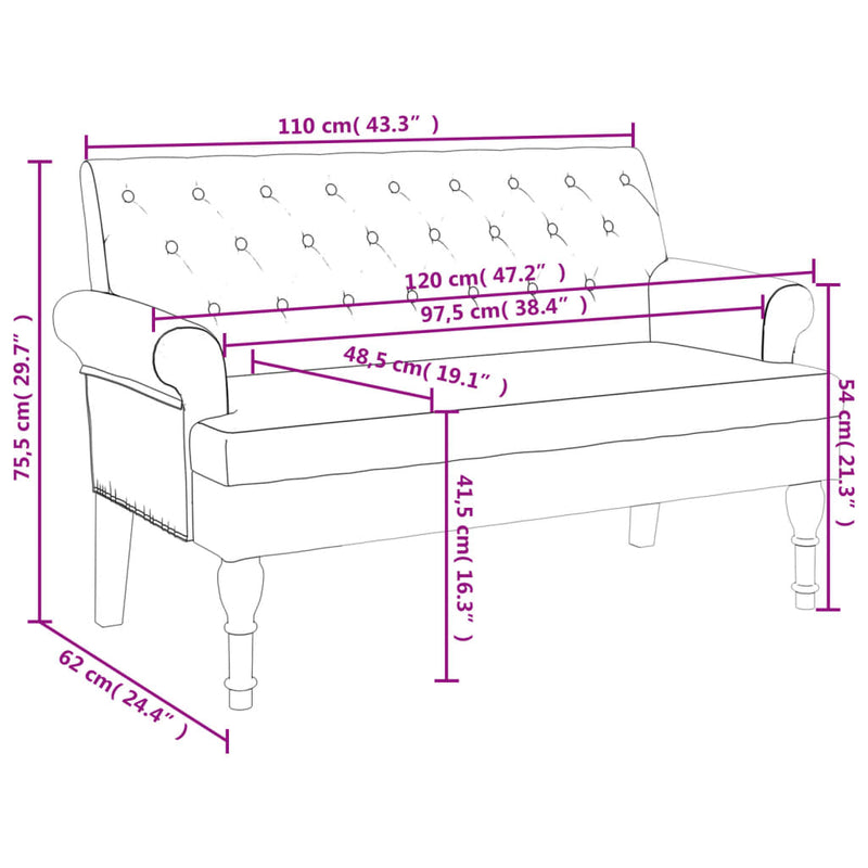 Bench with Backrest Dark Green 47.2"x24.4"x29.7" Fabric