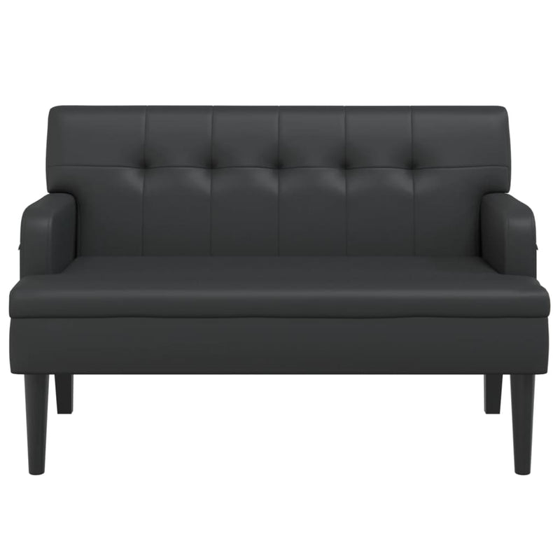 Bench with Backrest Black 44.1"x25.8"x29.5" Faux Leather