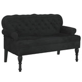 Bench with Backrest Black 47"x25.4"x29.5" Velvet