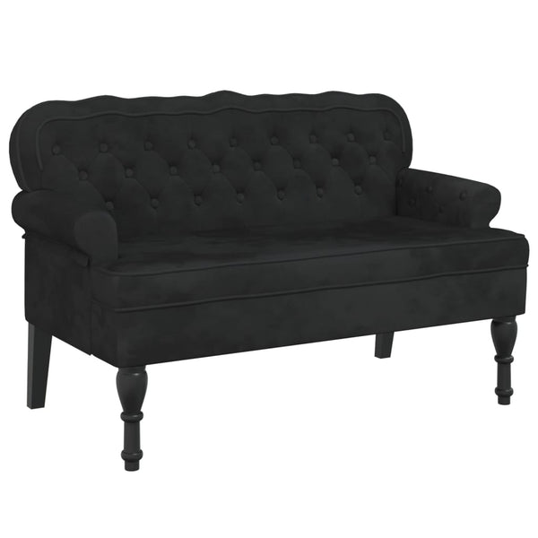 Bench with Backrest Black 47"x25.4"x29.5" Velvet