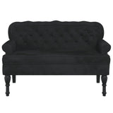 Bench with Backrest Black 47"x25.4"x29.5" Velvet