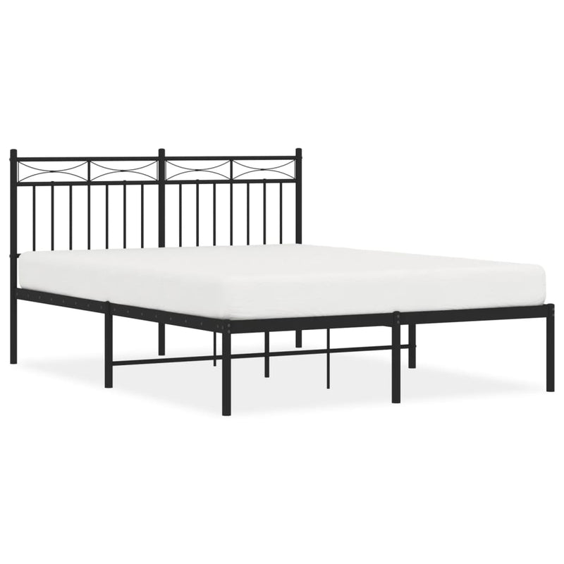 Metal Bed Frame with Headboard Black 53.1"x74.8"