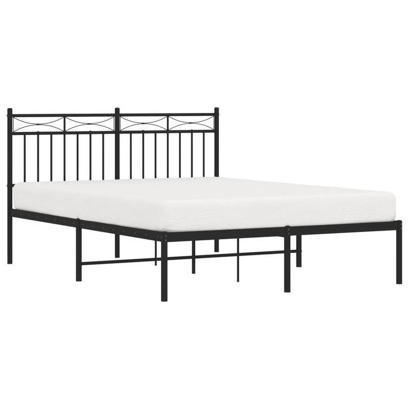 Metal Bed Frame with Headboard Black 53.1"x74.8"