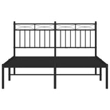 Metal Bed Frame with Headboard Black 53.1"x74.8"