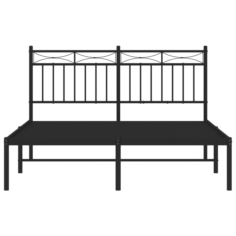 Metal Bed Frame with Headboard Black 53.1"x74.8"