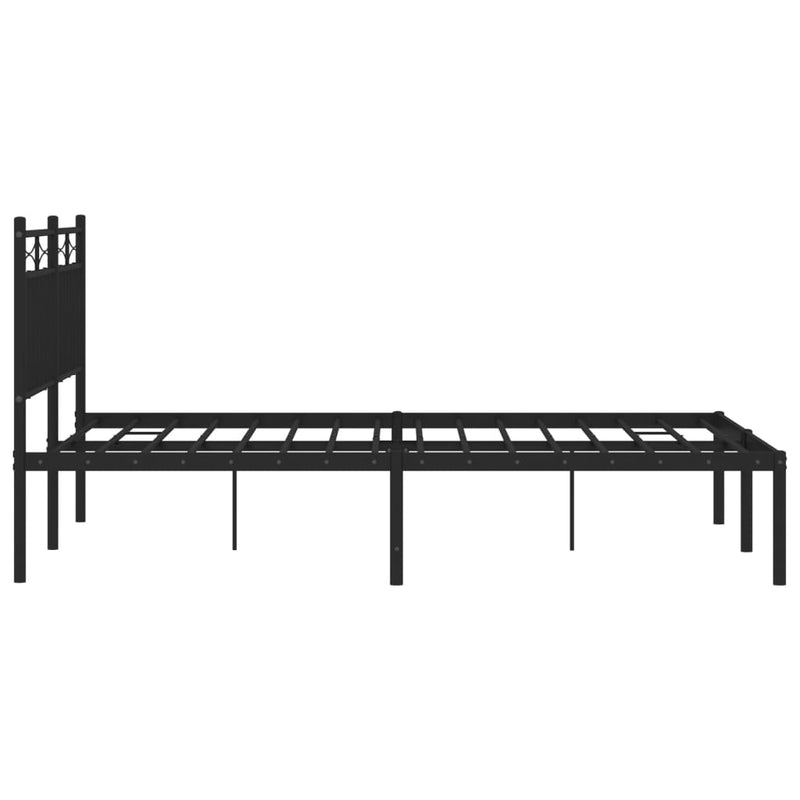 Metal Bed Frame with Headboard Black 53.1"x74.8"