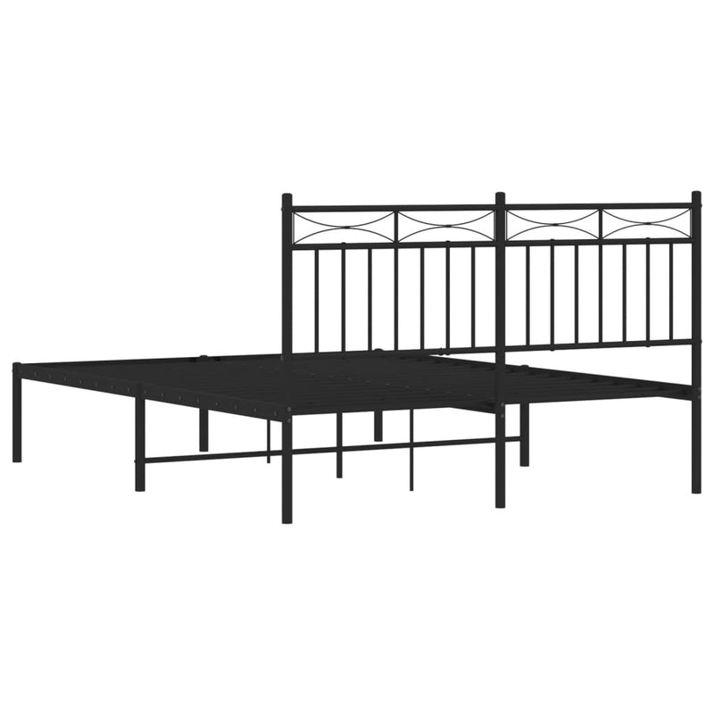 Metal Bed Frame with Headboard Black 53.1"x74.8"