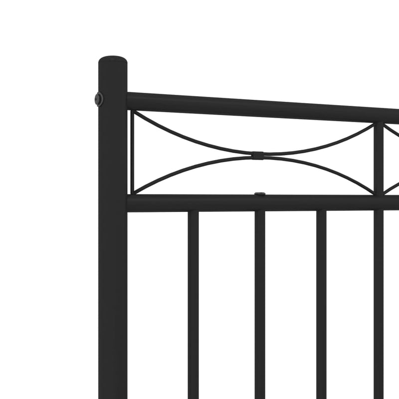 Metal Bed Frame with Headboard Black 53.1"x74.8"