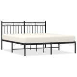 Metal Bed Frame with Headboard Black 59.1"x78.7"