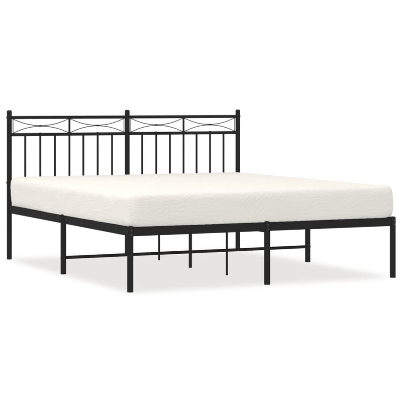 Metal Bed Frame with Headboard Black 59.1"x78.7"