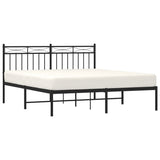 Metal Bed Frame with Headboard Black 59.1"x78.7"