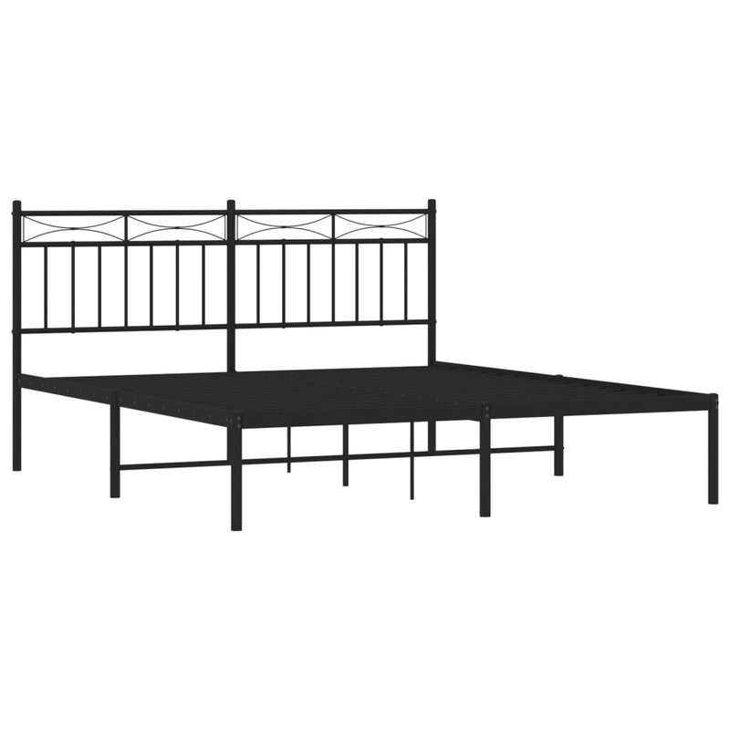 Metal Bed Frame with Headboard Black 59.1"x78.7"