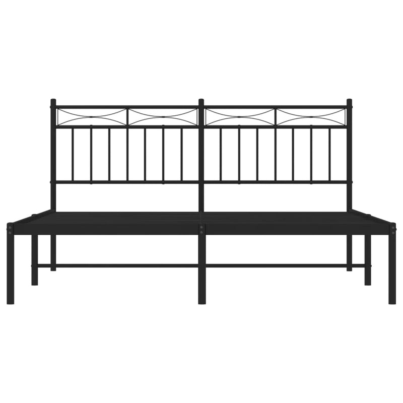 Metal Bed Frame with Headboard Black 59.1"x78.7"