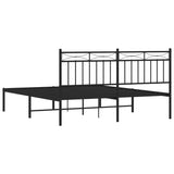 Metal Bed Frame with Headboard Black 59.1"x78.7"