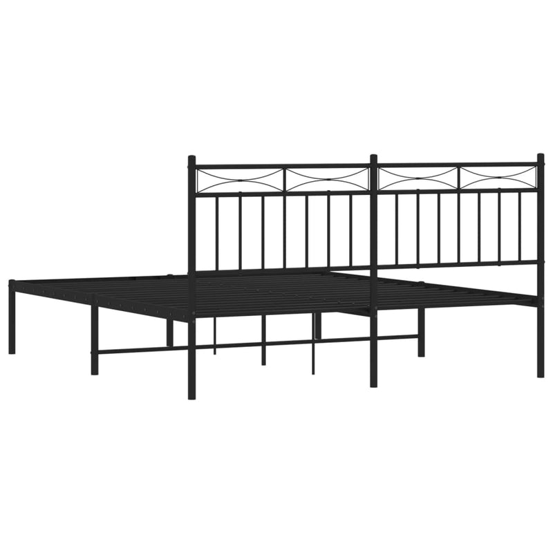 Metal Bed Frame with Headboard Black 59.1"x78.7"