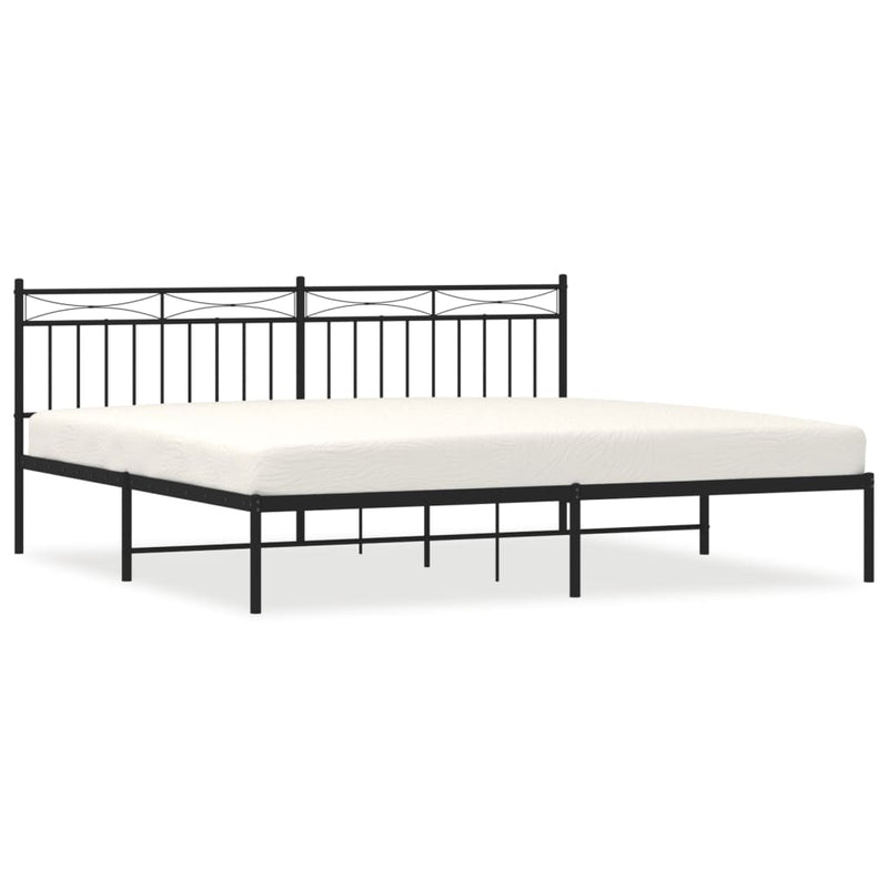 Metal Bed Frame with Headboard Black 76"x79.9" King