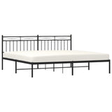 Metal Bed Frame with Headboard Black 76"x79.9" King