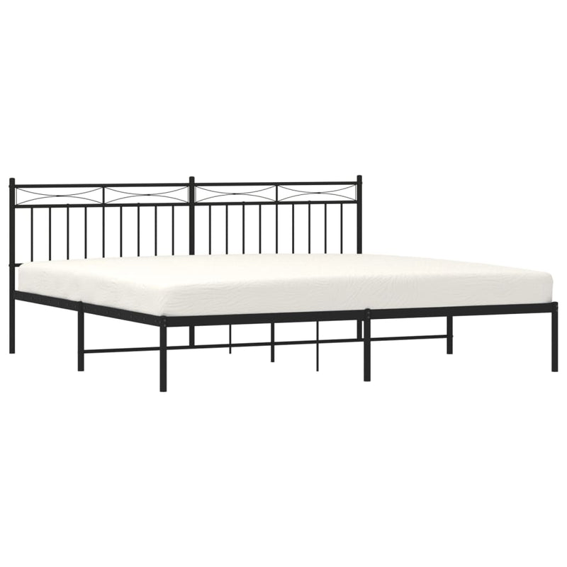 Metal Bed Frame with Headboard Black 76"x79.9" King