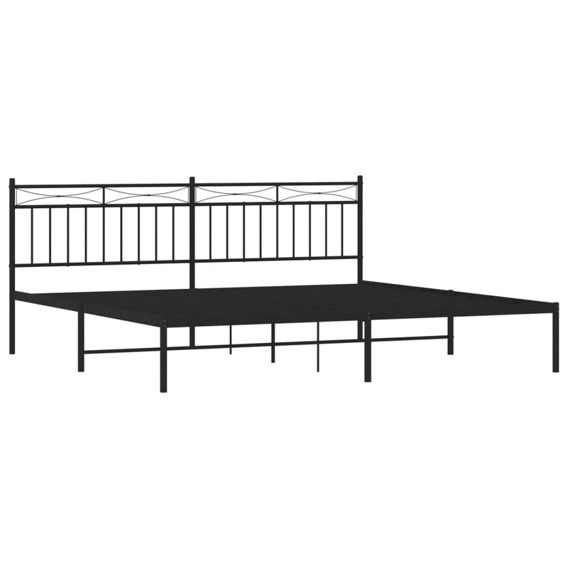 Metal Bed Frame with Headboard Black 76"x79.9" King