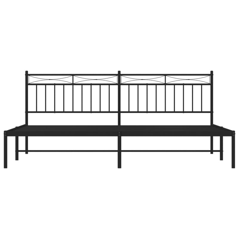 Metal Bed Frame with Headboard Black 76"x79.9" King