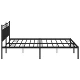 Metal Bed Frame with Headboard Black 76"x79.9" King