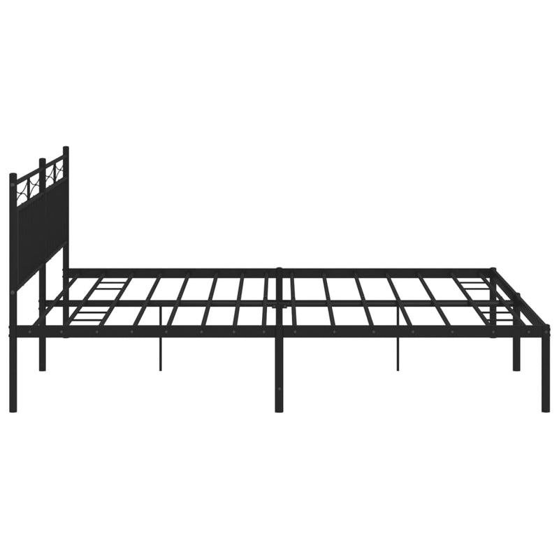 Metal Bed Frame with Headboard Black 76"x79.9" King