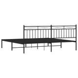 Metal Bed Frame with Headboard Black 76"x79.9" King