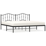 Metal Bed Frame with Headboard Black 76"x79.9" King