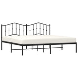 Metal Bed Frame with Headboard Black 76"x79.9" King