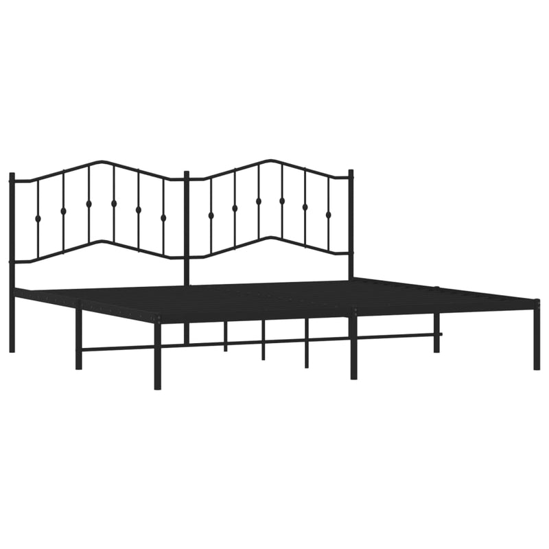 Metal Bed Frame with Headboard Black 76"x79.9" King