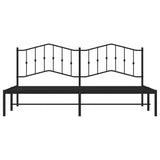 Metal Bed Frame with Headboard Black 76"x79.9" King