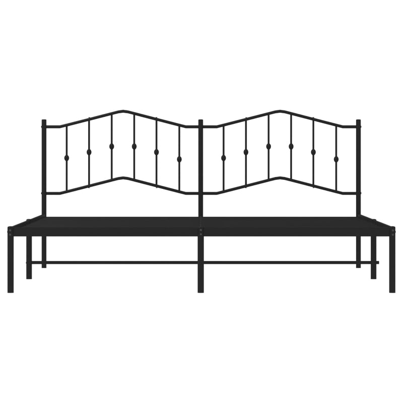 Metal Bed Frame with Headboard Black 76"x79.9" King