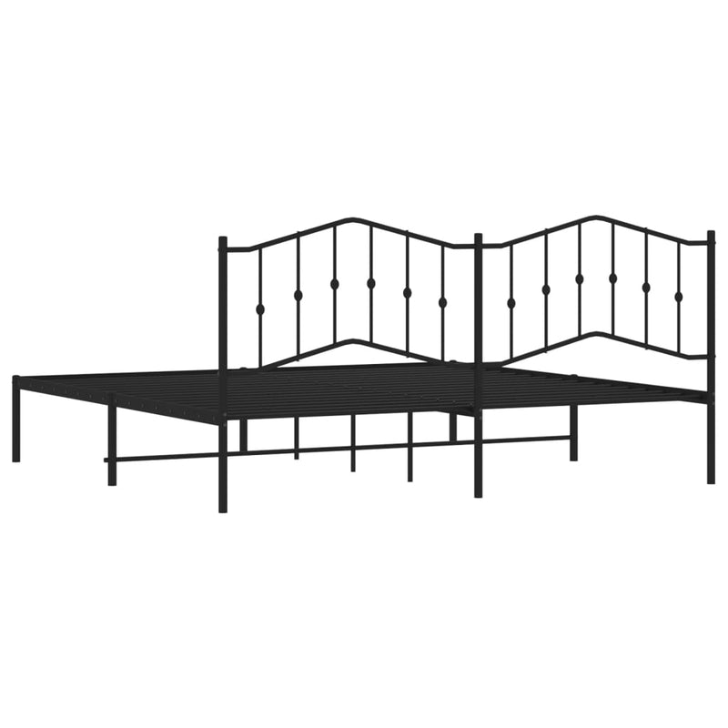 Metal Bed Frame with Headboard Black 76"x79.9" King