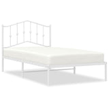 Metal Bed Frame with Headboard White 39.4"x74.8" Twin