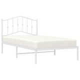 Metal Bed Frame with Headboard White 39.4"x74.8" Twin