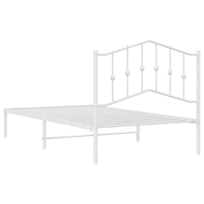 Metal Bed Frame with Headboard White 39.4"x74.8" Twin