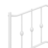 Metal Bed Frame with Headboard White 39.4"x74.8" Twin