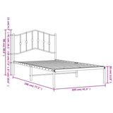 Metal Bed Frame with Headboard White 39.4"x74.8" Twin