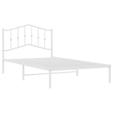 Metal Bed Frame with Headboard White 39.4"x78.7"