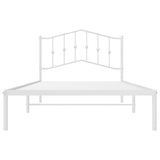 Metal Bed Frame with Headboard White 39.4"x78.7"