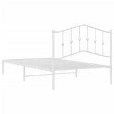 Metal Bed Frame with Headboard White 39.4"x78.7"