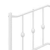 Metal Bed Frame with Headboard White 39.4"x78.7"