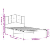 Metal Bed Frame with Headboard White 39.4"x78.7"