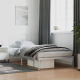 Metal Bed Frame with Headboard White 39.4"x78.7"