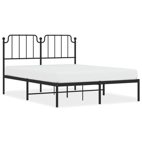 Metal Bed Frame with Headboard Black 59.1"x78.7"