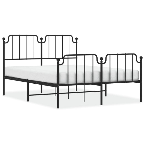 Metal Bed Frame with Headboard and Footboard Black 53.1"x74.8"